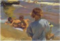 Kinder am Strand von Valencia 1916